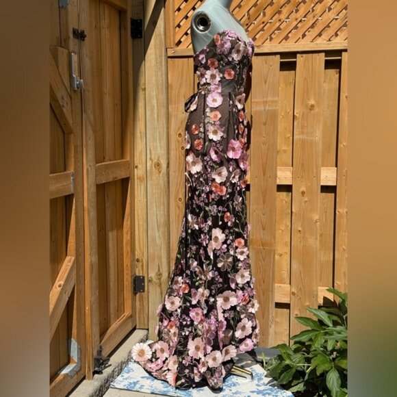 🆕 BRONX & BANCO 🧿 NWOT Jasmine Floral-Appliqued Gown, Black Multi - Sz M US 6 - Picture 6 of 15